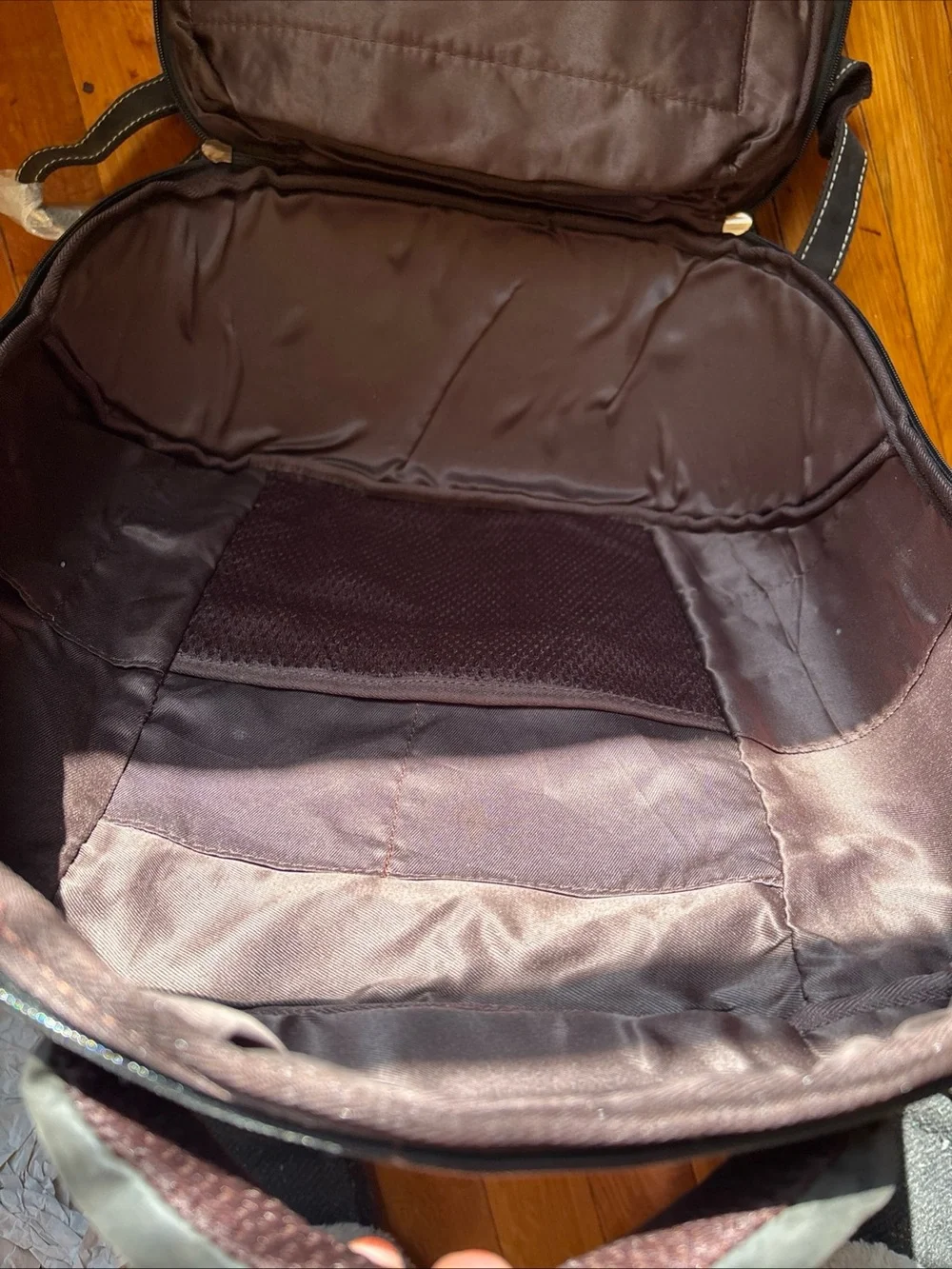 Men's Brown Leather Backpack with Embossed Motorcycle Design